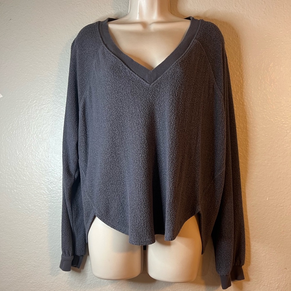 Urban Outfitters Oversized Gray Slouchy V-Neck Sweater Top XS